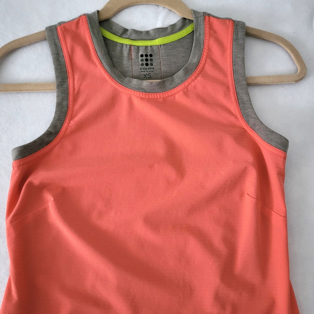Title Nine Shella Tank Dress Size XS Tennis Golf Pickleball Orange Gray Womens - Picture 2 of 12